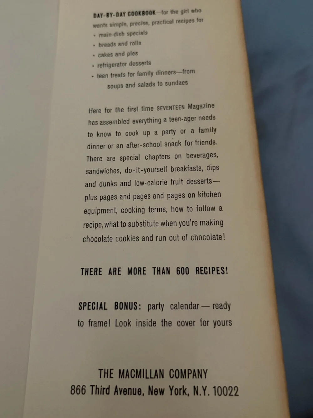 Nostalgic 1964 collectible “The Seventeen Cookbook”